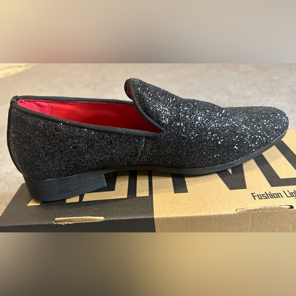 Uubaris mens slip on loafers tuxedo suit shoes sparkly black size 10.5 - Picture 6 of 6